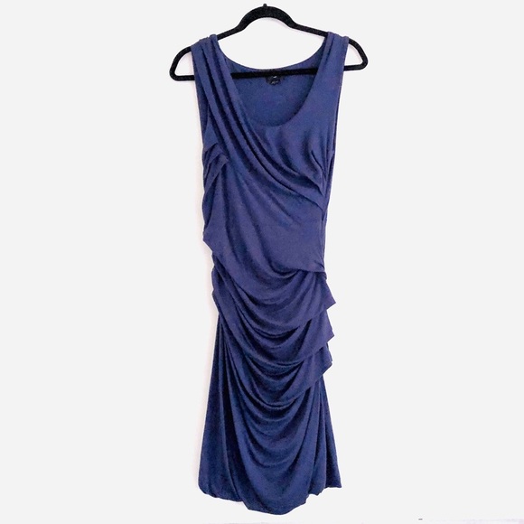 Anthropologie Deletta Camber Ruched Dress S Blue Draped Form Fitting Cocktail - Picture 2 of 7